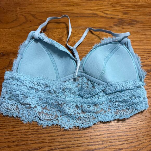 Aerie Blue Lace Wireless Longline Bralette Women's Size Small w/ Foam Padding - Picture 3 of 8